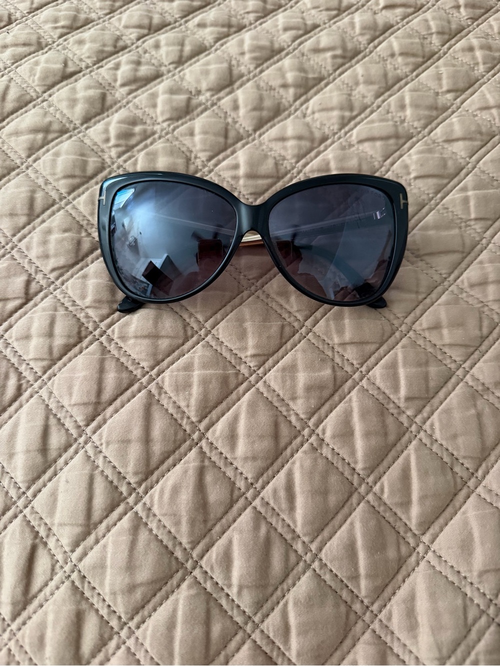 Tom Ford Black Cat-Eye Sunglasses with Dark Lenses
